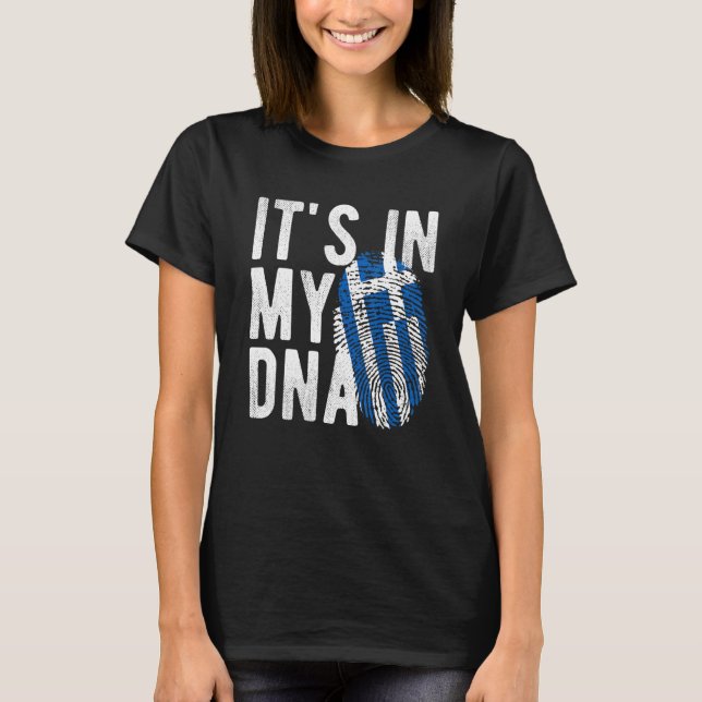it s in my DNA Greece flag Fingerprint T-Shirt (Front)