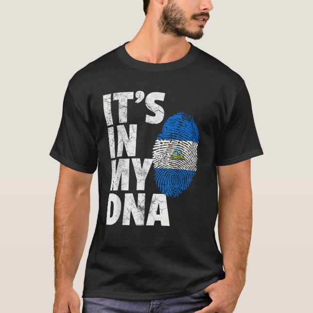 IT S IN MY DNA Nicaragua Flag Pride National Count T-Shirt (Front)