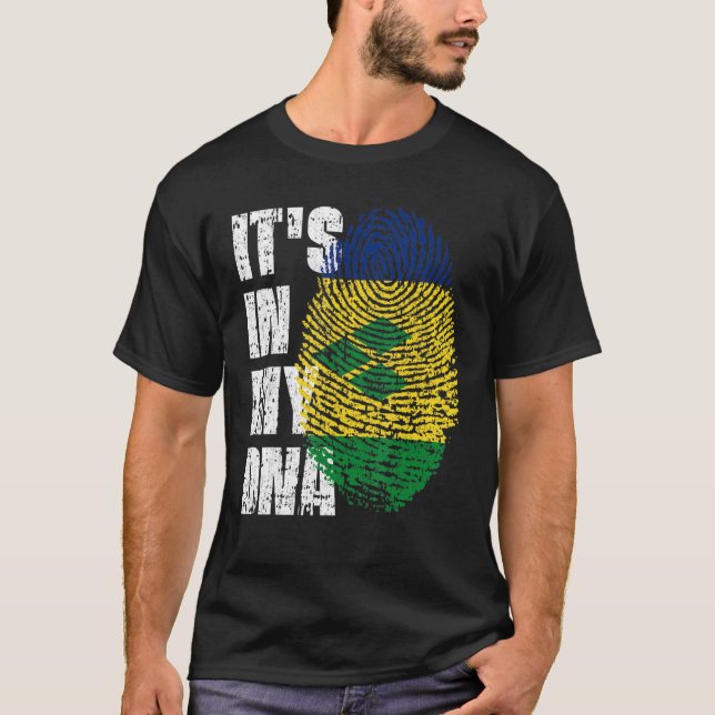 It S In My Dna St Vincent & Grenadines Flag Roots T-Shirt (Front)