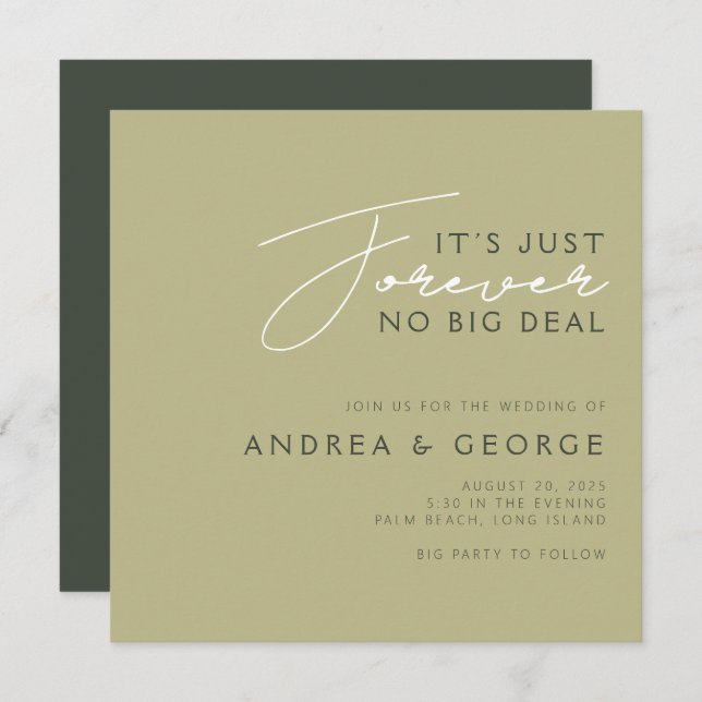 It’s Just Forever No Big Deal Casual Wedding Invitation (Front/Back)