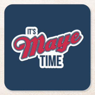 It’s Maye Time Red White and Blue Gameday Square Paper Coaster