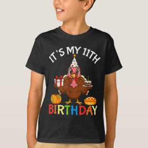 It’s My 11th Birthday Turkey With Cake Present Pum T-Shirt