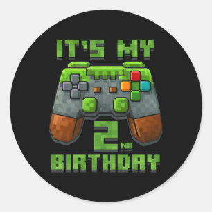 It’s My 2nd Birthday Shirt Gamer Video Game Party  Classic Round Sticker