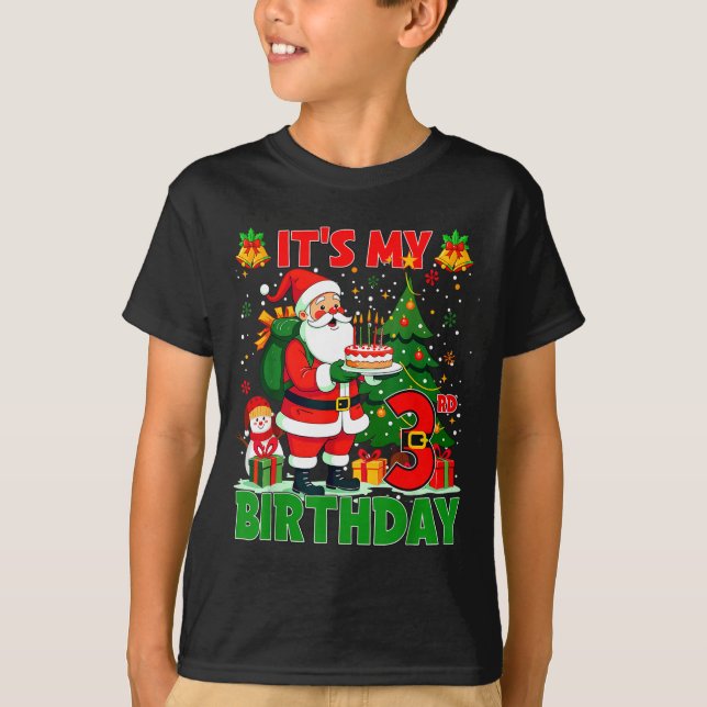 It’s My 3rd Birthday Santa Christmas Outfit 3 Year T-Shirt (Front)