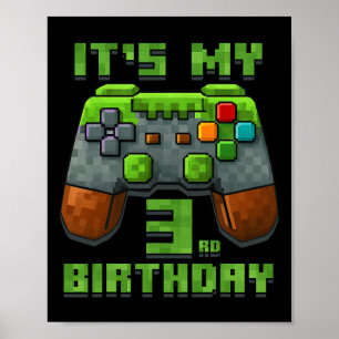 It’s My 3rd Birthday Shirt Gamer Video Pixel Game  Poster