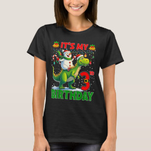 It’s My 3rd Birthday Xmas Snowman Riding Dinosaur  T-Shirt