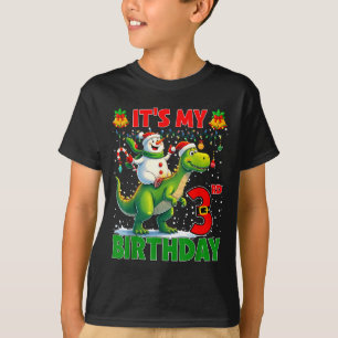It’s My 3rd Birthday Xmas Snowman Riding Dinosaur  T-Shirt