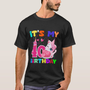 It s My 40th Birthday Girl Cute Cat 40 Year Old B T-Shirt