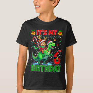 It’s My 6th Birthday Xmas Reindeer Riding Dinosaur T-Shirt