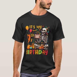 It s My 9th Birthday Thanksgiving Fall Skeleton Fu T-Shirt