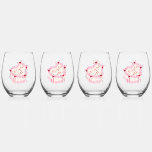 It’s My Bachelorette   Coquette Cake Bridal Party Stemless Wine Glass