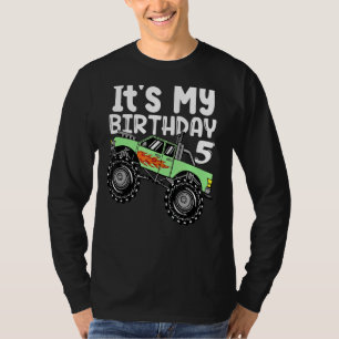 It`s My Birthday 5 Kids Party Themed Monster Truck T-Shirt
