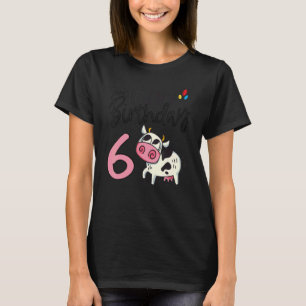 It`s My Birthday 6 Kids Party Themed Cow Birthday T-Shirt