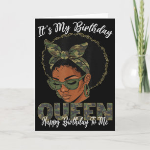 It’s My Birthday Queen Black Girls Birthday Afro Q Card