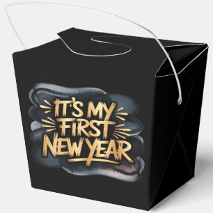 It’s My First New Year in Black and Gold  Favour Box