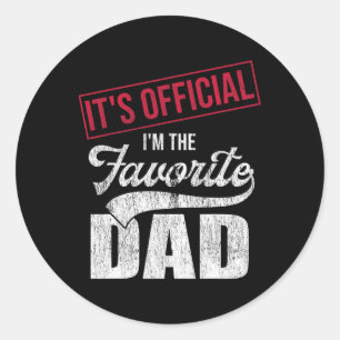 It&#; s Official I&#; m The Favourite Dad Retro Pa Classic Round Sticker