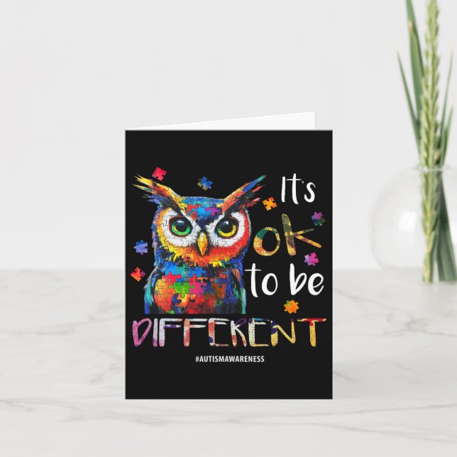 It’s Ok To Be Different - Autism Awareness Owl  Card (Front)