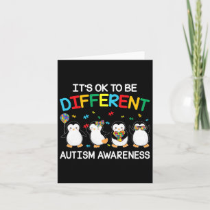 It’s Ok To Be Different Penguin Autism Awareness  Card