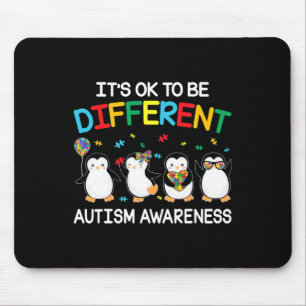 It’s Ok To Be Different Penguin Autism Awareness Mouse Pad