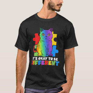 It s Okay To Be Different Cat Puzzle Autism Awaren T-Shirt