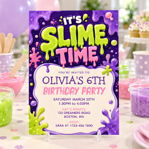 It’s Slime Time! Kids Slime Birthday Party Invitation