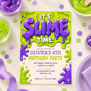 It’s Slime Time! Kids Slime Birthday Party Invitation