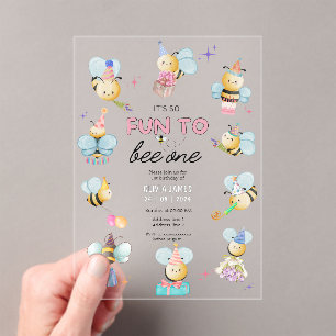 It’s so fun to bee one first birthday acrylic invitations