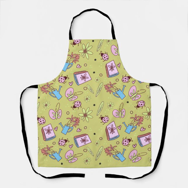 It’s Springtime Book Lovers Colorful Doodles Apron (Front)