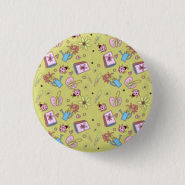 It’s Springtime Book Lovers Colourful Doodles 3 Cm Round Badge (Front)