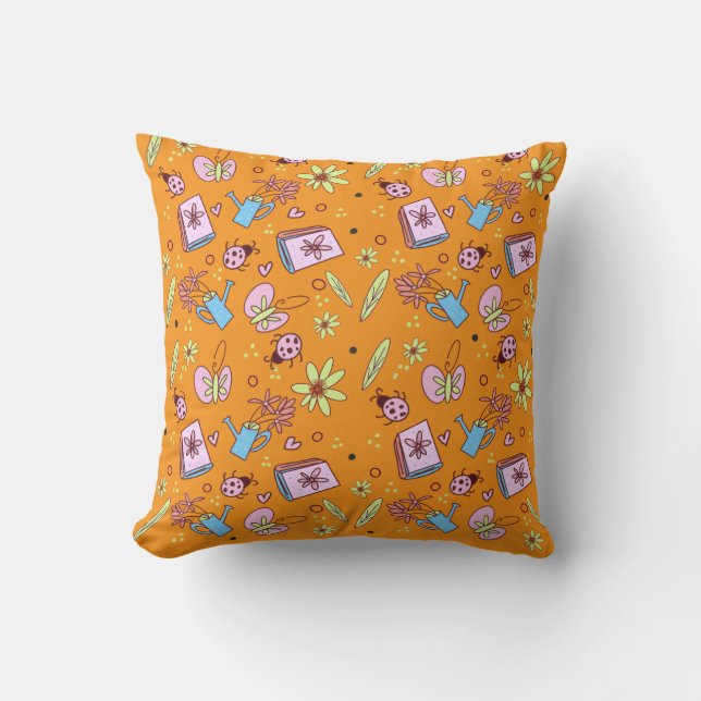 It’s Springtime Book Lovers Colourful Doodles Cushion (Front)