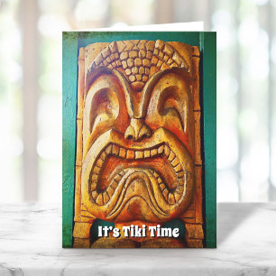 It’s Tiki Time Fun Typography Cool Vintage Retro  Card