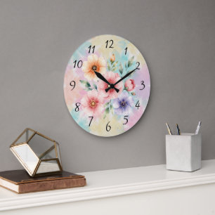It’s Time To Bloom Tie Dye Florals Large Clock