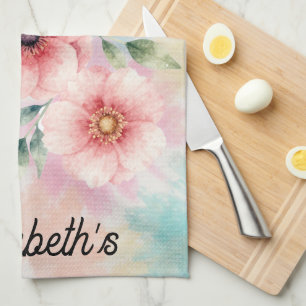 It’s Time To Bloom Tie Dye Florals Personalised Tea Towel