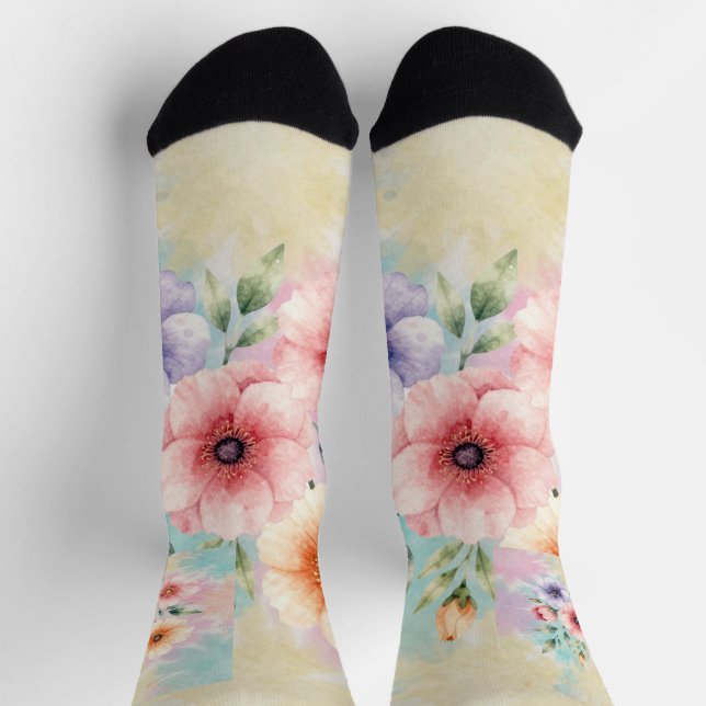 It’s Time To Bloom Tie Dye Florals Socks (Top)