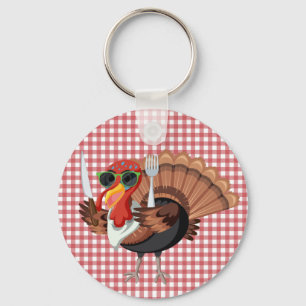 It’s Turkey Time with Red Chequered Back Keychain