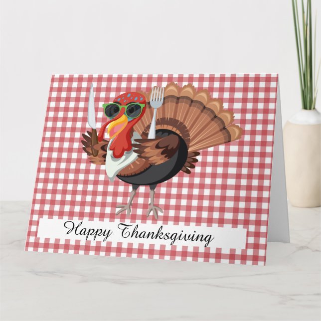 It’s Turkey Time with Red Chequered Backing  Card (Front)