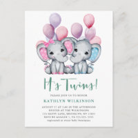 It’s Twins Boy Girl Elephant Balloon Baby Shower