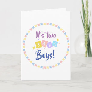 It’s Two Baby Boys Blue Party Birth Announcement 