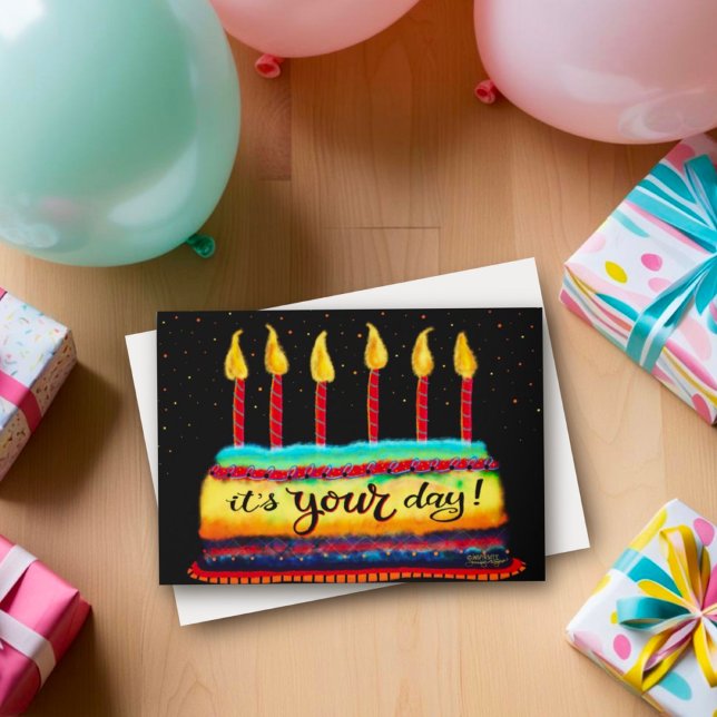 It’s Your Day Birthday Cake Candles Fun Colourful Card (Creator Uploaded)