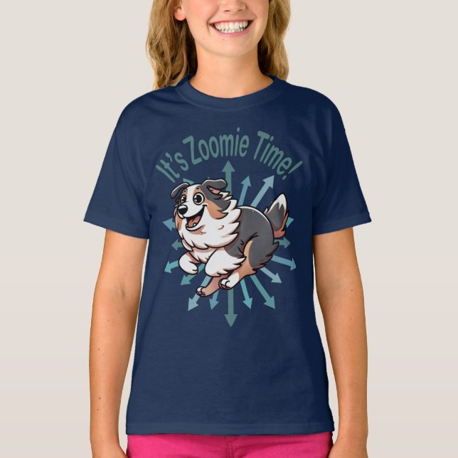It’s Zoomie Time Australian Shepherd T-Shirt (Front)