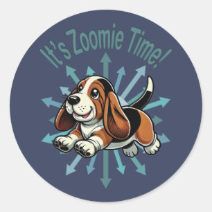 It’s Zoomie Time Basset Hound Classic Round Sticker