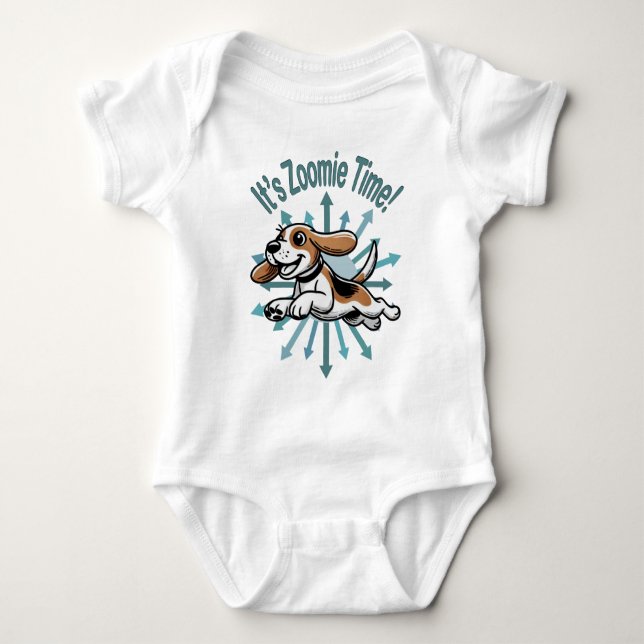 It’s Zoomie Time Beagle Baby Bodysuit (Front)