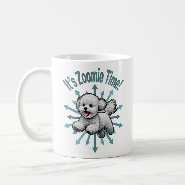 It’s Zoomie Time Bichon Frise Coffee Mug (Left)