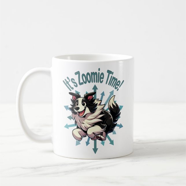 It’s Zoomie Time Border Collie Coffee Mug (Left)
