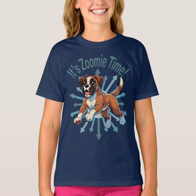 It’s Zoomie Time Boxer T-Shirt (Front)