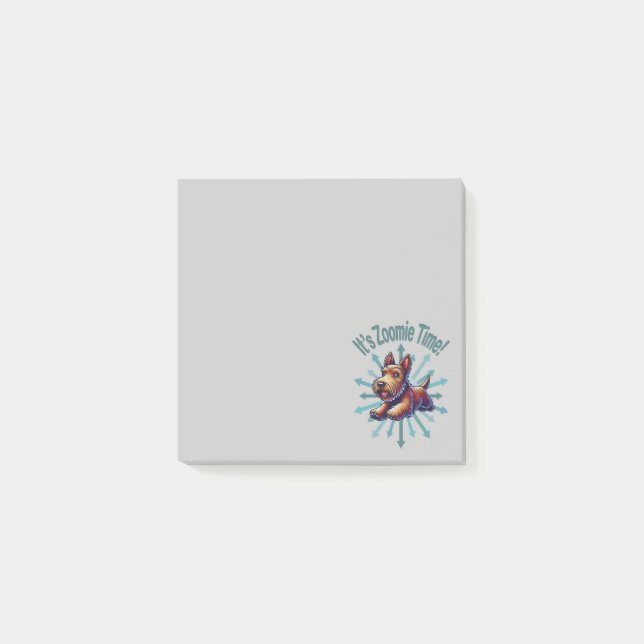 It’s Zoomie Time Brown Scotty Post-it Notes (Front)