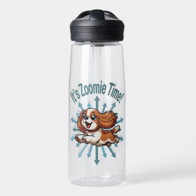 It’s Zoomie Time Cavalier Spaniel Water Bottle (Front)