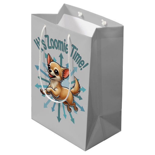 It’s Zoomie Time Chihuahua Medium Gift Bag (Back Angled)