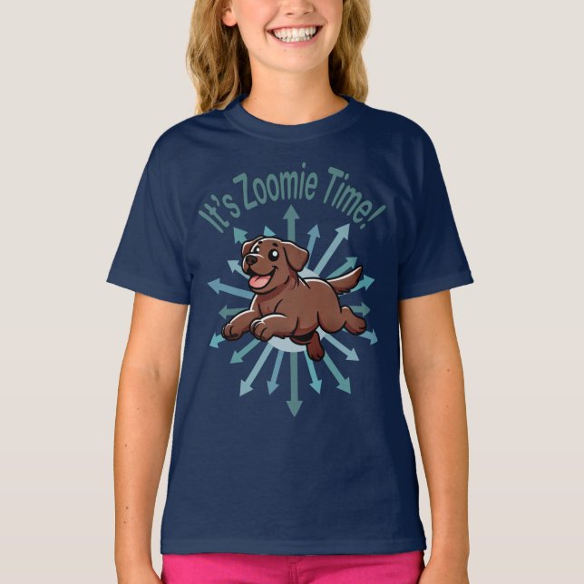 It’s Zoomie Time Chocolate Lab T-Shirt (Front)