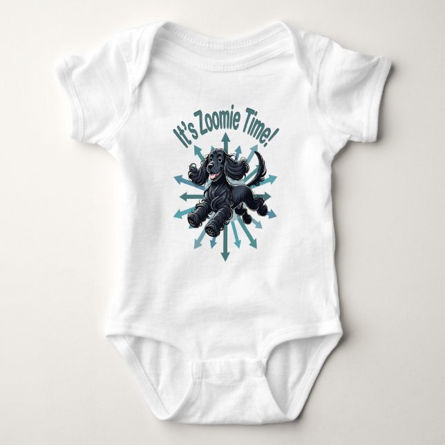 It’s Zoomie Time Cocker Spaniel Baby Bodysuit (Front)